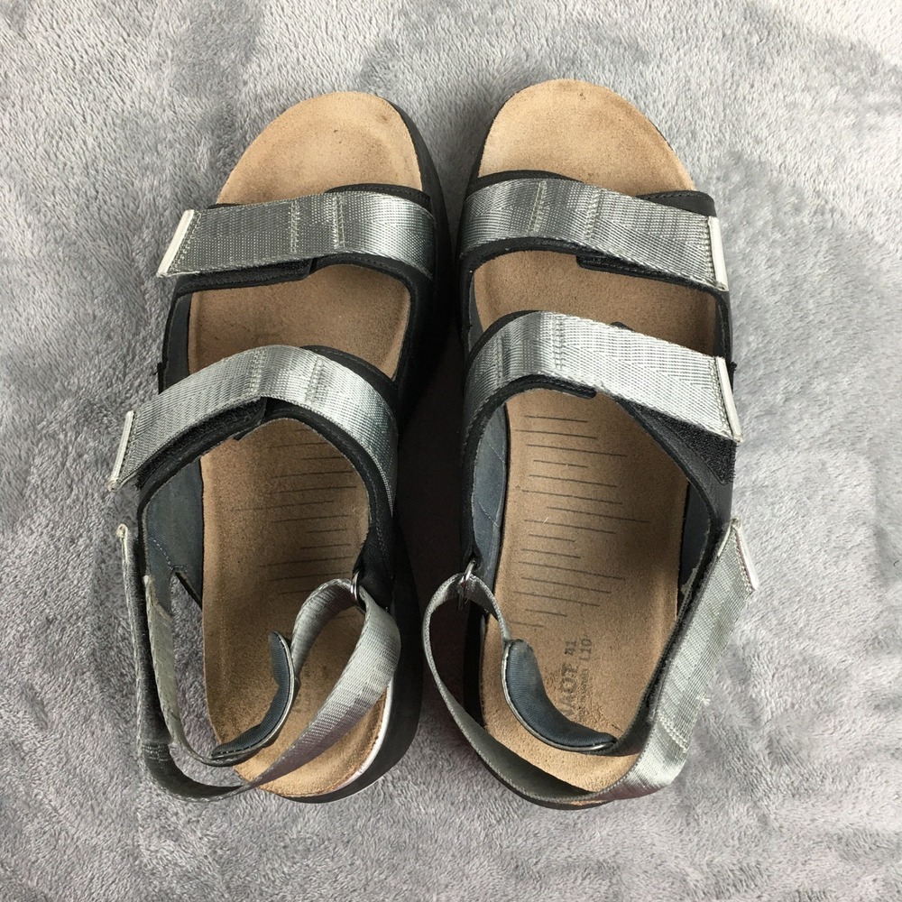 Naot Apollo Women 41 L10 Black Silver Metallic Leather Strappy Sport Sandals - Picture 6 of 16
